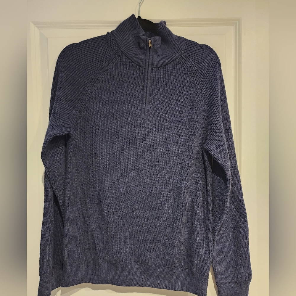 Men's Banana Republic Factory Quarter Zip Sweater, Medium Navy